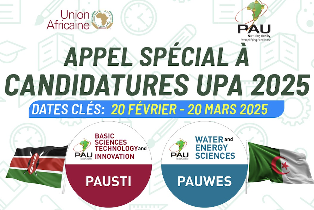 Appel à candidatures pour le recrutement des étudiants à l’Université panafricaine