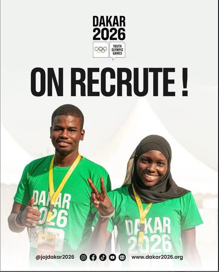 Recrutement massif pour les Jeux Olympiques de la Jeunesse Dakar 2026